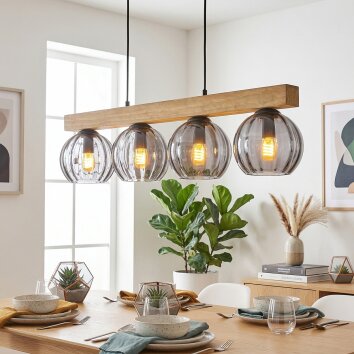 Koyoto Hängeleuchte Glas 15 cm Naturfarben, Schwarz, 4-flammig