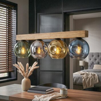 Ripoll Hängeleuchte Glas 15 cm Naturfarben, Schwarz, 4-flammig