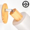 Skandinavischer Wandspot Olaris mit rundem Holz-Wandhalter, dreh- und schwenkbar