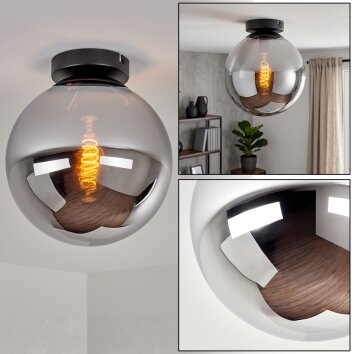 Gastor Rauchglas Deckenleuchte Kugel Ø 25 cm, E27 Glas-Deckenlampe modern