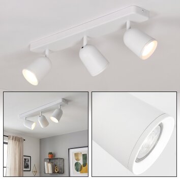 Lemak LED Deckenleuchte 3-flammig weiß, verstellbare Spots GU10 Metall