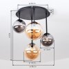 Moderne Cluster-Deckenleuchte Chehalis mit 4 Schirmen in Bernstein und Rauch