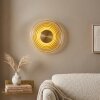 Liriel LED Wandleuchte Messing mit bernsteinfarben-klarem Glas-Rillenschirm