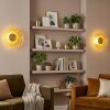 Liriel LED Glas-Wandleuchte 2er Set, Metall in Messing, bernsteinfarbener Glasschirm