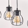 Holzstab-Hängeleuchte Gondo mit schwarzen Käfigschirmen, für den Esstisch, Kabel wickelbar