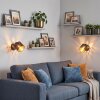Tallaboa Wandspot mit Schalter, 2er-Set, goldfarbener Stoff-Lampenschirm mit Muster
