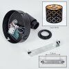 Tallaboa Wandspot mit Schalter, 2er-Set, goldfarbener Stoff-Lampenschirm mit Muster