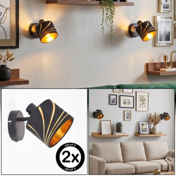 Wandspot Alsen im 2er-Set mit symmetrischen Goldschlitzen, dreh- und schwenkbar