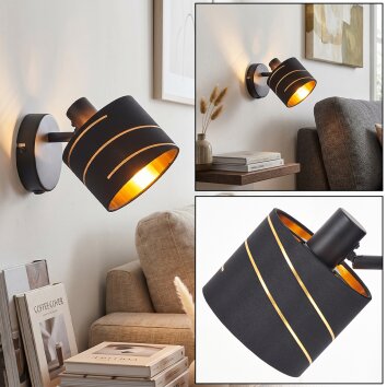 Wandspot Alsen mit symmetrischen goldfarbenen Schlitzen, dreh- & schwenkbar