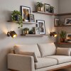 Alsen Wandleuchte mit goldfarbenem Stoff-Lampenschirm mit Muster, E14, 2er-Set