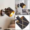 Opatija Wandleuchte mit schwarz-goldenem Stoffschirm, verstellbarer Wandspot