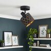 Alsen Deckenleuchte mit Stoff-Lampenschirm mit Muster, Goldschirm, Lichtspiel