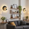 Lemik LED Wandleuchte 2er-Set, runde Wandlampe in Holzoptik mit Acrylglas