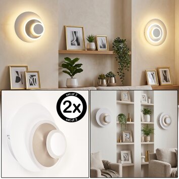 Lemik LED Wandleuchte rund flach, 2er-Set mit weißem Acrylglasschirm