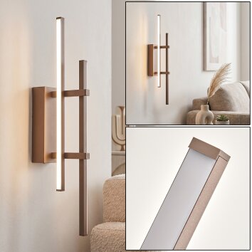 Kiron LED Wandlampe sandfarben mit weißen Lichtleisten im schlanken Leiterdesign