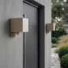 Tamarin LED Außenwandleuchte mit Bewegungsmelder sandfarben, IP54, 2er-Set