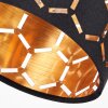 Alsen 2-flammige Deckenleuchte mit gold-schwarzem Stoffschirm, Wabenmuster