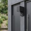 Kingstown Außenwandleuchte mit Bewegungsmelder IP44, eckige GU10 Wandleuchte