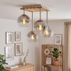 Boho Cluster-Deckenleuchte Koyoto mit 4 klaren Glasschirmen ø 15 cm am naturfarbenen Gestell