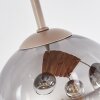 Boho Cluster-Deckenleuchte Koyoto mit 4 klaren Glasschirmen ø 15 cm am naturfarbenen Gestell