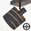 Alsen 4-flammige Deckenleuchte mit verstellbaren Spots, gold-schwarze Stoffschirme