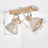 Deckenleuchte Orny mit Holzbalken im Boho Style, dreh- und schwenkbare Leuchtenköpfe