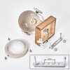 Boho Wandspot Herford mit Holz-Wandhalterung, sandfarbenem Metallschirm, dreh- und schwenkbar