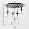 Moderne Deckenleuchte Gastor mit Holzlamellen-Abdeckung und 5 Rauchglasschirmen ø 15 cm