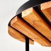 Boho-Cluster-Deckenleuchte Gastor mit klaren Glasschirmen und naturfarbener Holzplatte