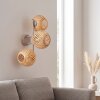Runde Boho Wandleuchte Basto mit 3 geflochtenen Bambusschirmen in Naturfarben