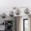 Moderne Kugel-Deckenleuchte Gastor mit 4 rauchfarbenen Glasschirmen, geschwungen angeordnet