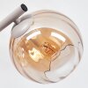 Moderne Kugel-Wandleuchte Koyoto mit drei bernsteinfarbenen Riffelglasschirmen