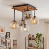 Boho Cluster-Deckenleuchte Koyoto mit 5 Glaskugeln in Bernstein, Chrom, Rauch und Klar