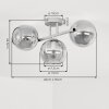 Moderne Cluster-Deckenleuchte Koyoto mit drei Kugel-Glasschirmen in Chrom und Rauchfarben