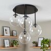 Moderne Cluster-Deckenleuchte Chehalis mit 4 klaren Glasschirmen in versetzter Anordnung