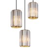 NOWA Run moderne 3-flammige Hängeleuchte in Holzoptik E27 rauchfarbener Schirm 120 cm