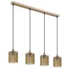NOWA Leeds goldene Metall-Pendelleuchte mit bernsteinfarbenem Schirm, 4-flammig E14