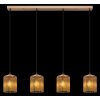 NOWA Leeds goldene Metall-Pendelleuchte mit bernsteinfarbenem Schirm, 4-flammig E14