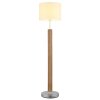 NOWA Taugus Stehlampe aus Holz mit weißem Stoffschirm, E27, Schalter am Kabel