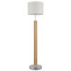 NOWA Taugus Stehlampe aus Holz mit weißem Stoffschirm, E27, Schalter am Kabel