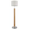 NOWA Taugus Stehlampe aus Holz mit weißem Stoffschirm, E27, Schalter am Kabel