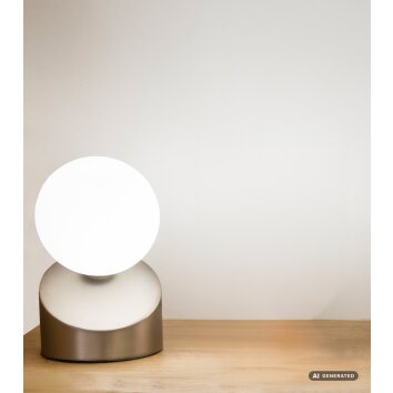 NOWA Alisa Tischleuchte Kugel aus Metall Nickel-Matt G9 IP20 3000K 330 Lumen 3 Watt