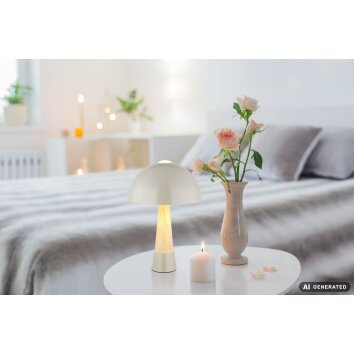 NOWA Paulin Pilzlampe Tischleuchte aus Metall in Grau mit grauem Metallschirm