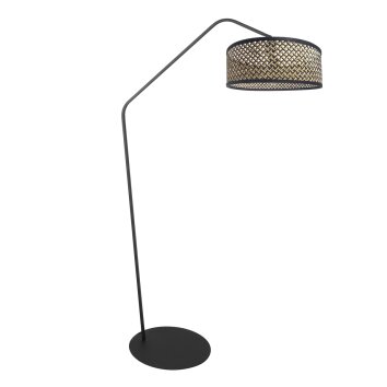 Steinhauer Zig-Zag Metall-Bogenstehlampe mit Holzschirm Naturfarben-Schwarz 173 cm