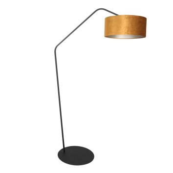 Steinhauer Zig-Zag Bogenstehlampe dimmbar mit goldfarbenem Schirm aus Metall