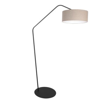 Steinhauer Zig-Zag Bogenstehlampe dimmbar mit Schalter, grauer Stoffschirm