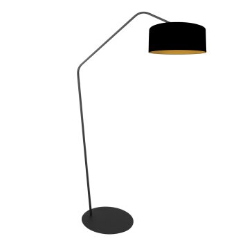 Steinhauer Zig-Zag Bogenstehleuchte mit goldfarbenem Stoffschirm, E27, IP20