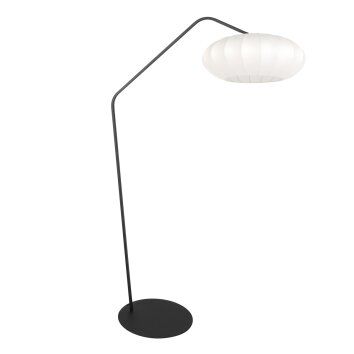 Steinhauer Zig-Zag dimmbare Bogen-Stehlampe mit weißem Stoffschirm und Schalter
