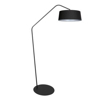 Steinhauer Zig-Zag Bogenstehlampe mit schwarz-weißem Stoffschirm, dimmbar, 173 cm