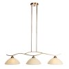 Steinhauer Anthea 3-flammige Pendelleuchte im Balken-Design in Bronze mit cremefarbenen Glasschirmen